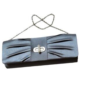 Bijoux Terner grey gray   satin Evening purse handbag, 11“ x 5“ x 2“